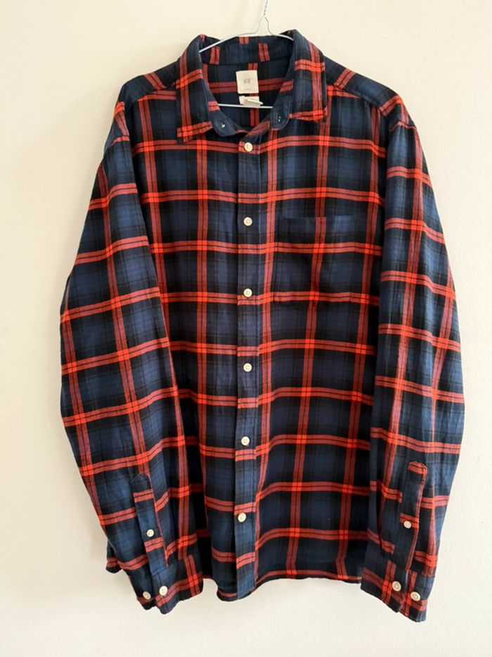 Chemise / Surchemise H & M coton flanelle taille L couleur marine & rouge - photo numéro 2