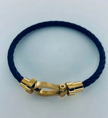 Bracelet style fred bleu avec fermoir doré (23cm)
