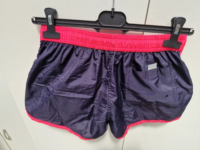Short De Bain Noir Rose Fluo Avec Poche - photo numéro 4