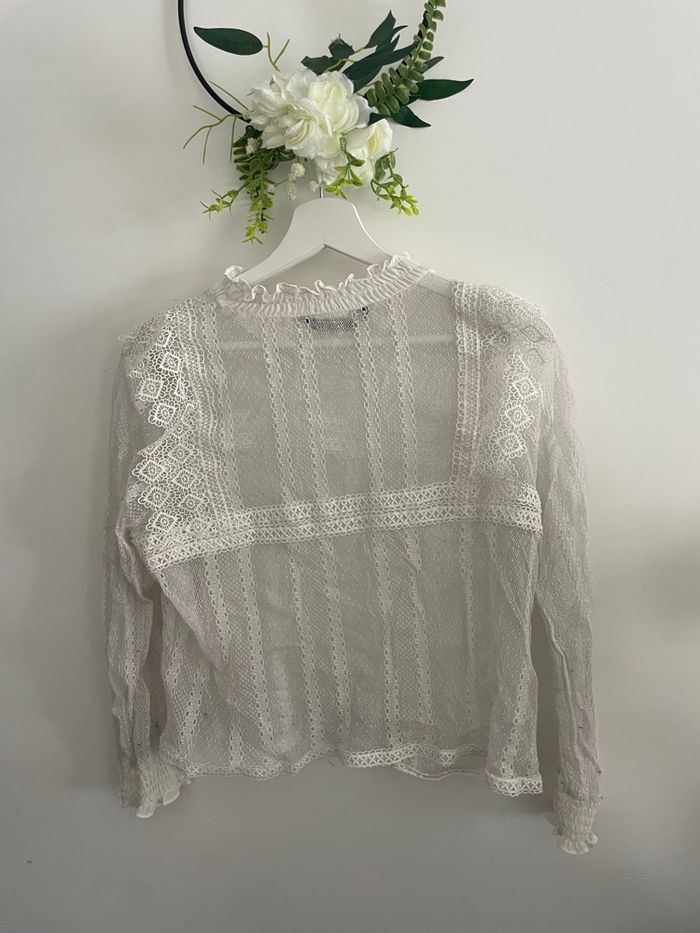 🌸blouse manches longues dentelle blanche Zara taille M🌸 - photo numéro 2