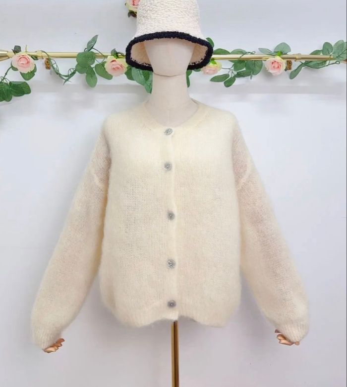 Gilet à manches longues en kid mohair