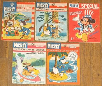 Rare Lot journal de Mickey série Happy birthday america 1976 N°1254 à 1258 vintage