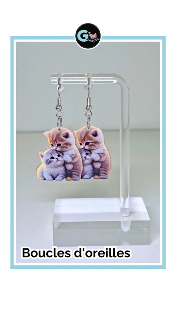 🦚Boucles d'oreilles chat. - photo numéro 2