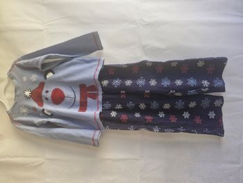Pyjama 2 pièces mixte 4 ans Tissaia Bleu marine bleu clair Ours avec bonnet flocons de neige