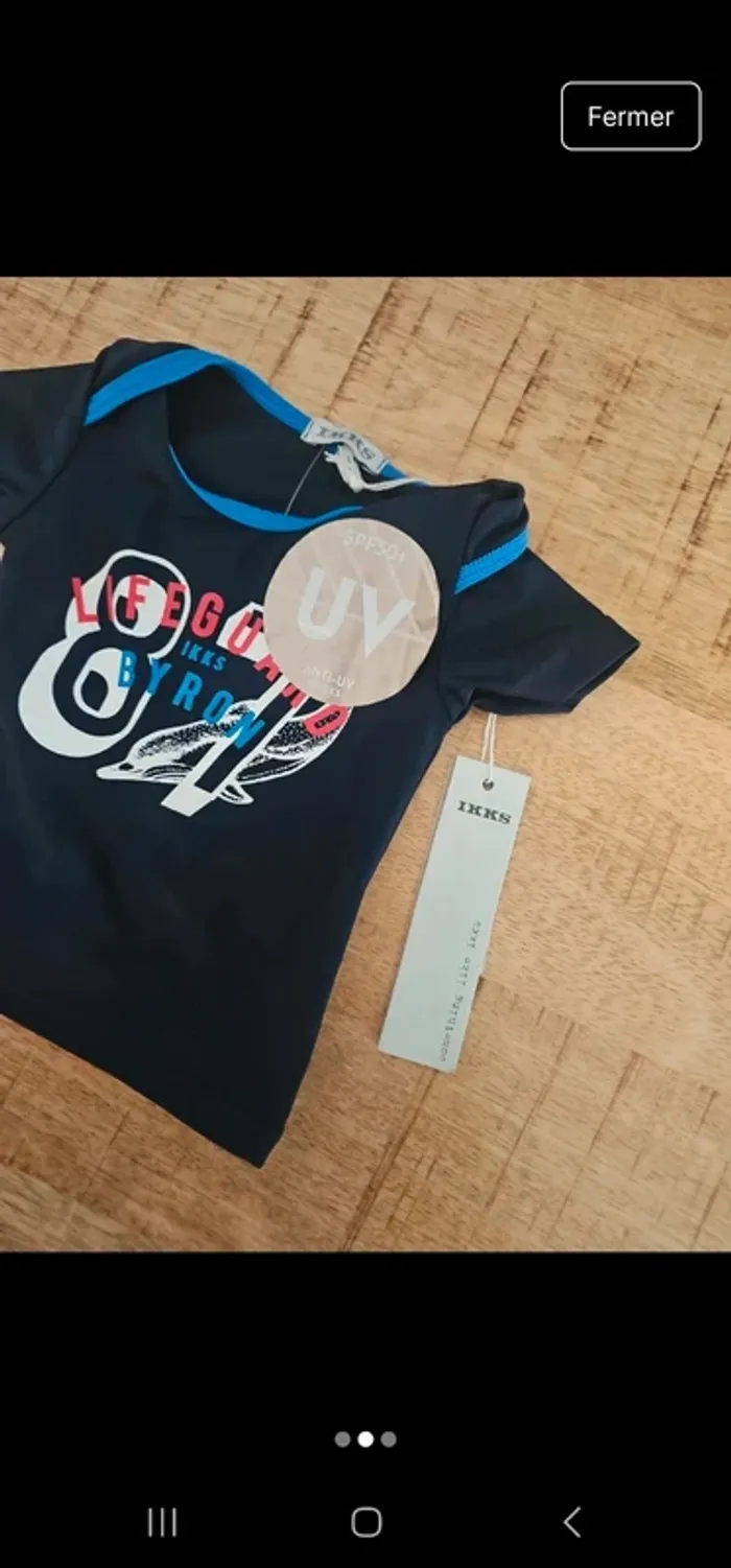 Tee shirt neuf anti uv bébé garçon 3 mois ( valeur neuve 29e) - photo numéro 2
