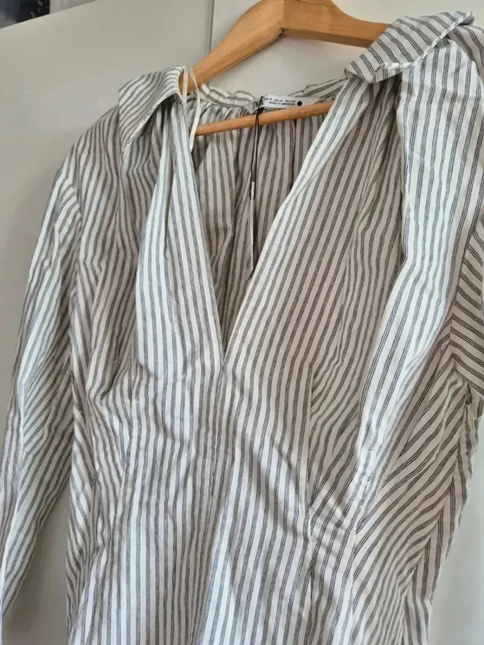 Superbe robe ZARA cintrée à rayures en coton taille S 36 neuve - photo numéro 5