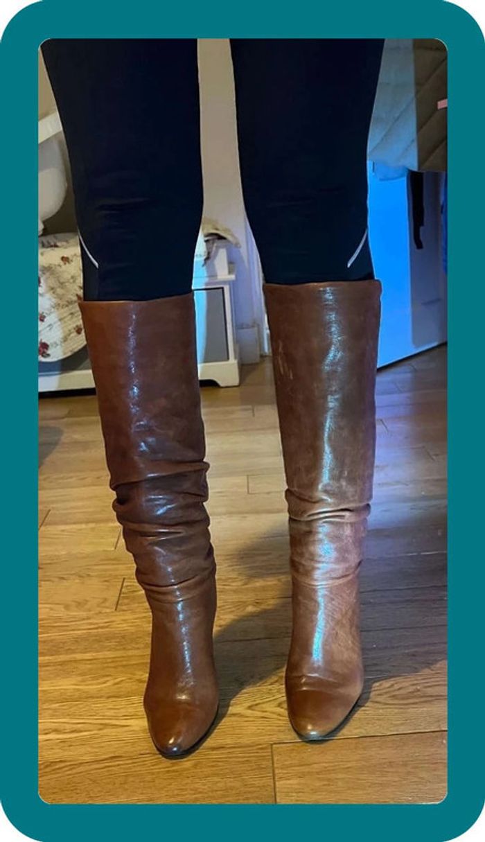 Bottes hautes plissées en cuir véritable taille 38 - BCBGmaxazria - photo numéro 12