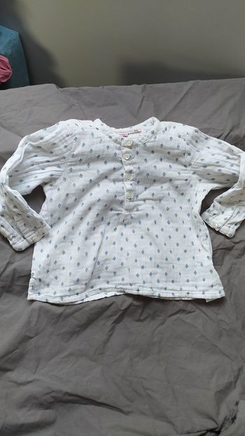 Chemise bonton en double gaze 12 mois garçon
