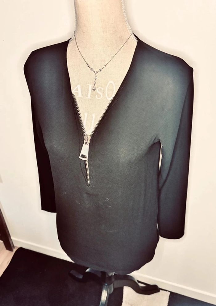 🌸 blouse noire fluide avec fermeture éclaire #rptamar - photo numéro 10