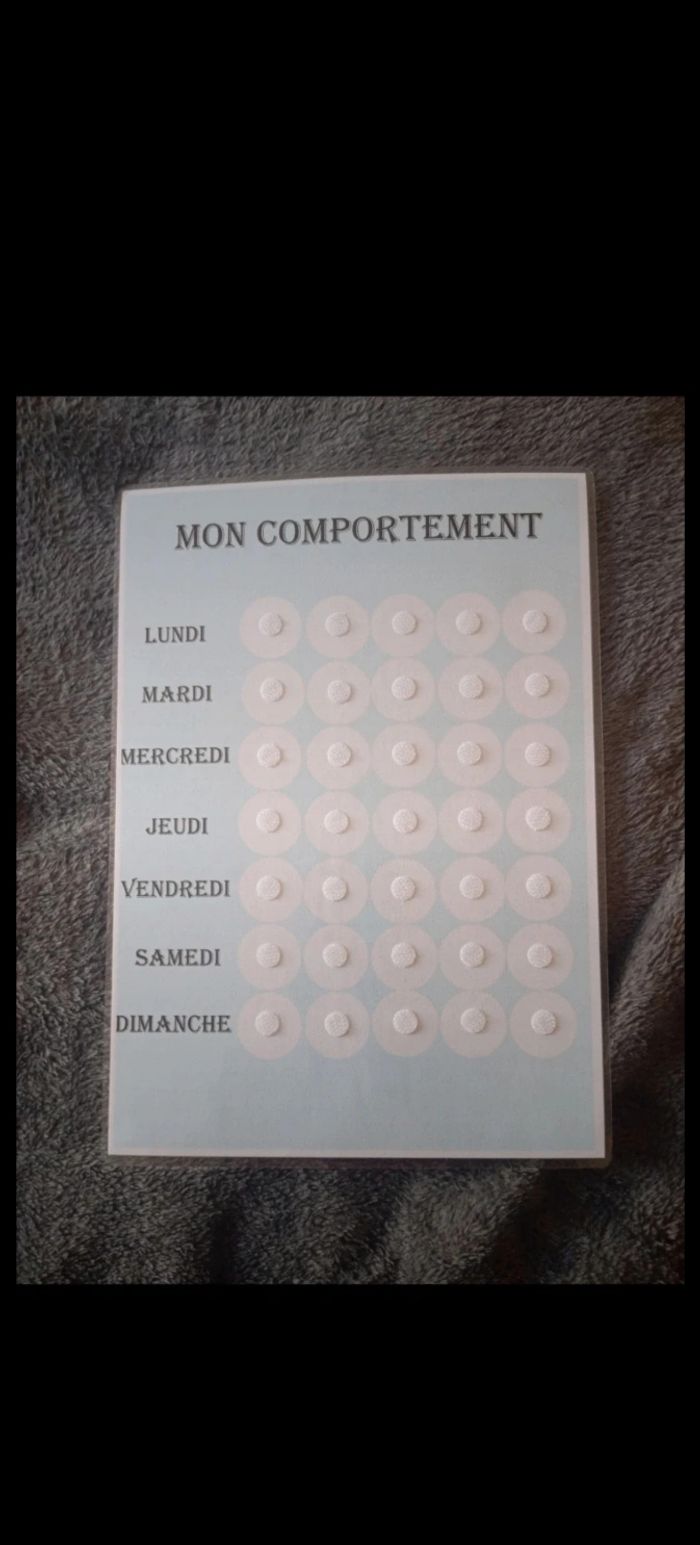 Fiche plastifiée Mon comportement pour garçon - photo numéro 2