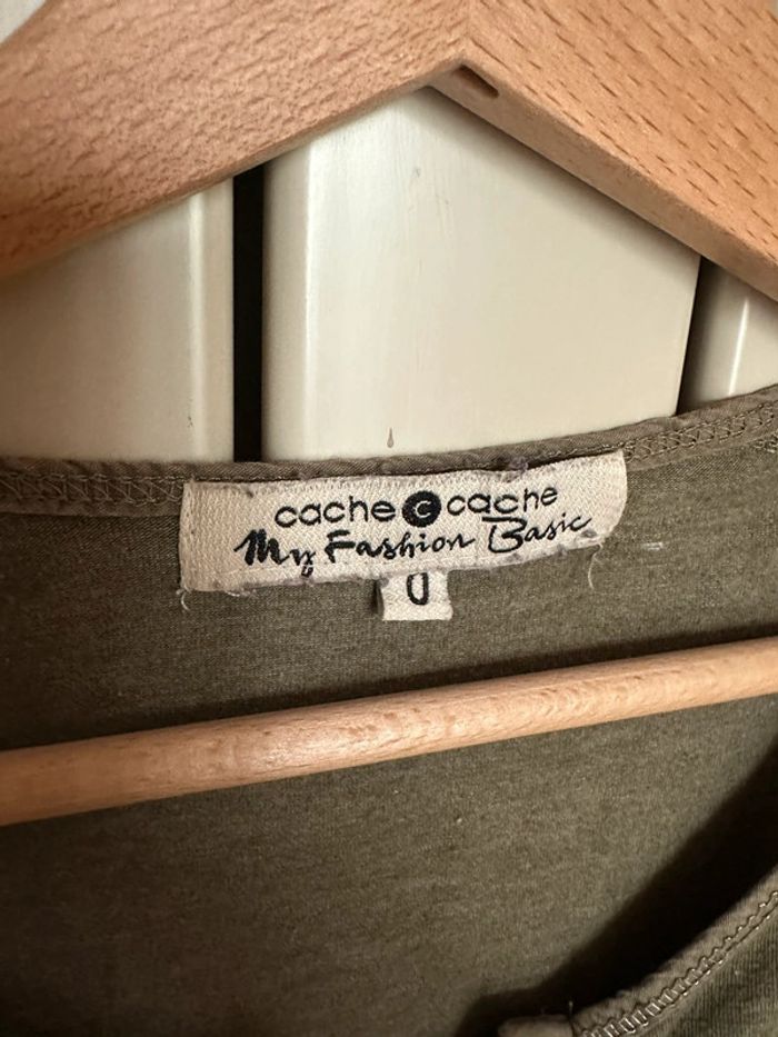 T shirt a manches longues kaki S cache cache vintage - photo numéro 2