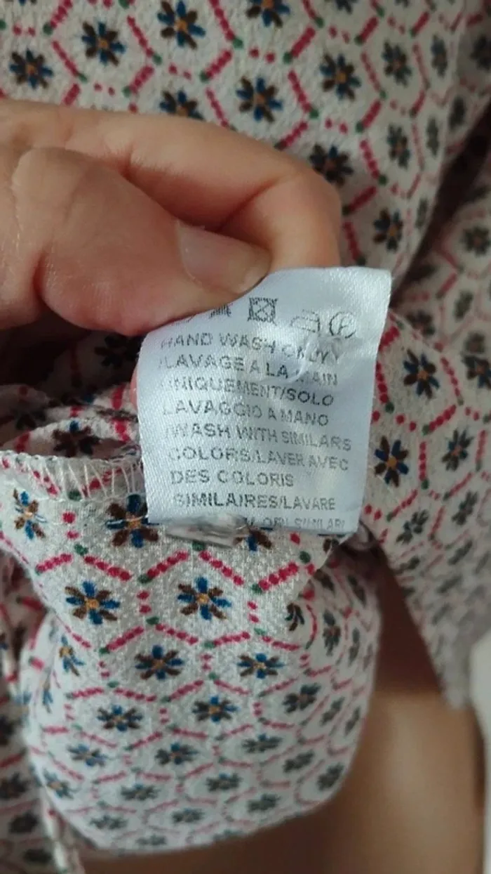 Blouse chemise beige avec motifs fleurs taille s femme - photo numéro 3