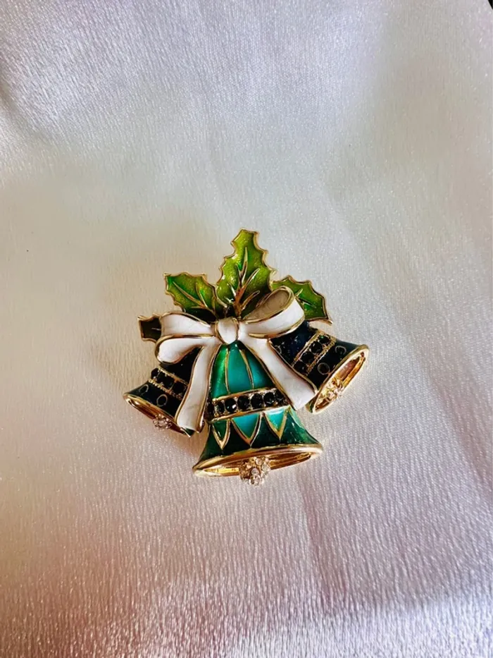 Broche vintage Napier - Cloche de Noël émaillée - photo numéro 6