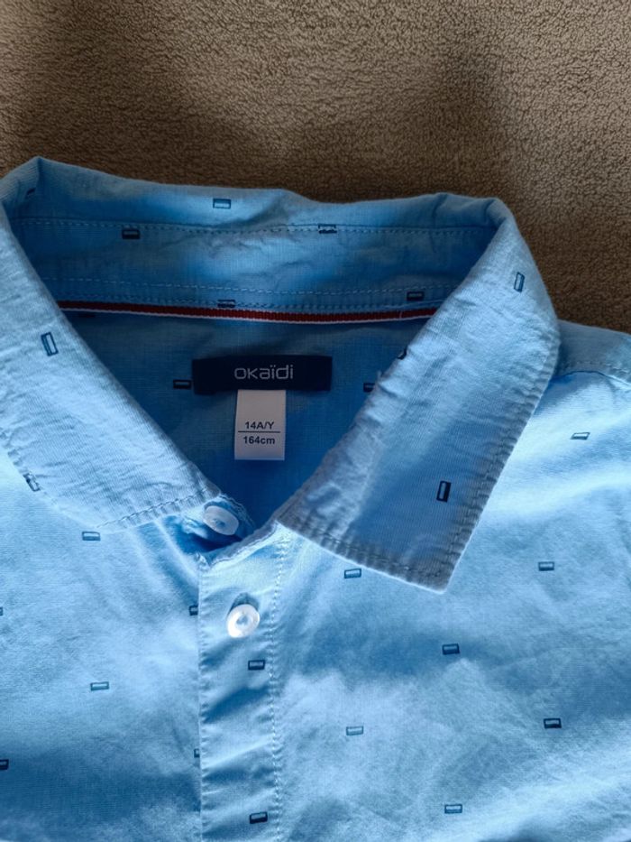 Chemise bleue à motifs Okaïdi taille 14 ans - photo numéro 3