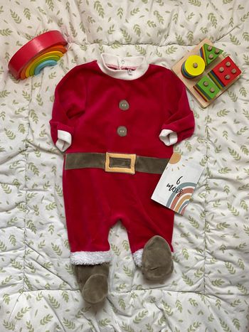 pyjama grenouillère en velours de Noël rouge 6 mois