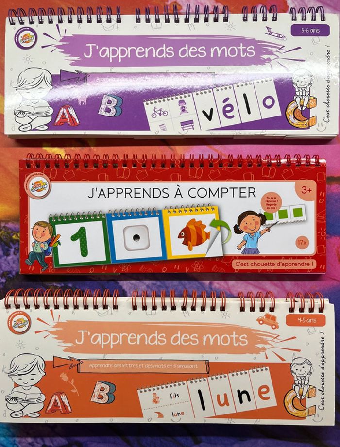 Lot de 3 cahiers d’apprentissage en spirales