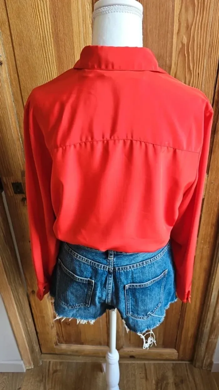 Chemise vintage rouge details broderie - photo numéro 3