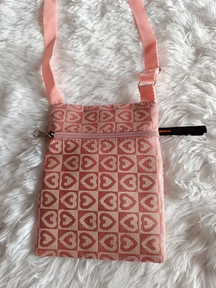 Sac bandoulière imprimé coeurs (réglable) - photo numéro 5