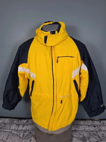 Blouson à capuche reebok taille 18/20 ans jaune et bleu brodé et floqué  (255)