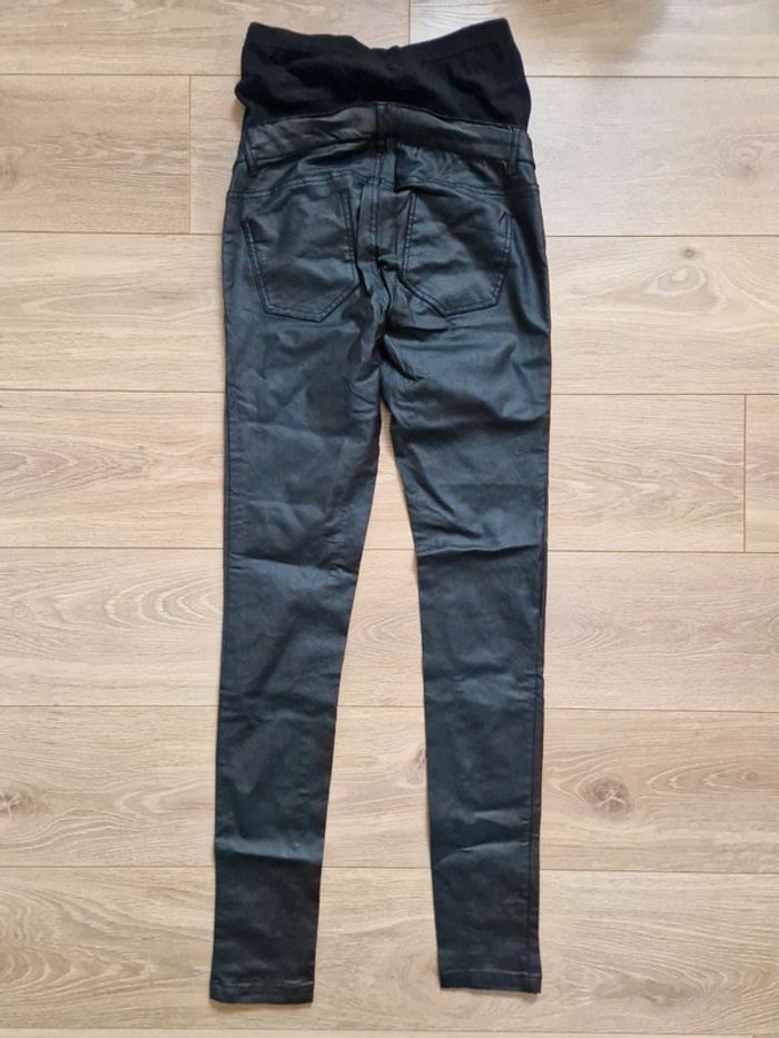 Pantalon de grossesse élastique mamalicious noir imitation cuir 28 34 - photo numéro 6