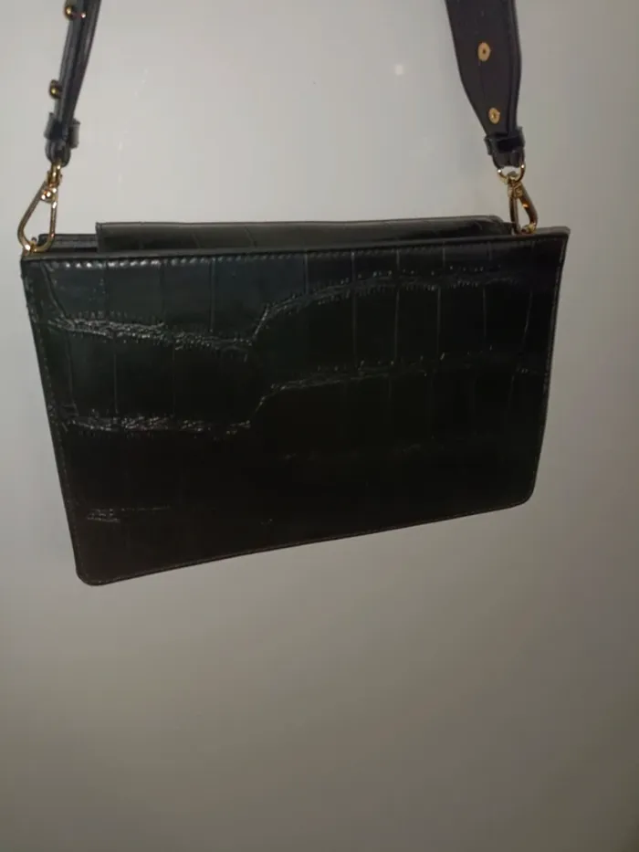 Sac porté épaule noir effet croco - photo numéro 2