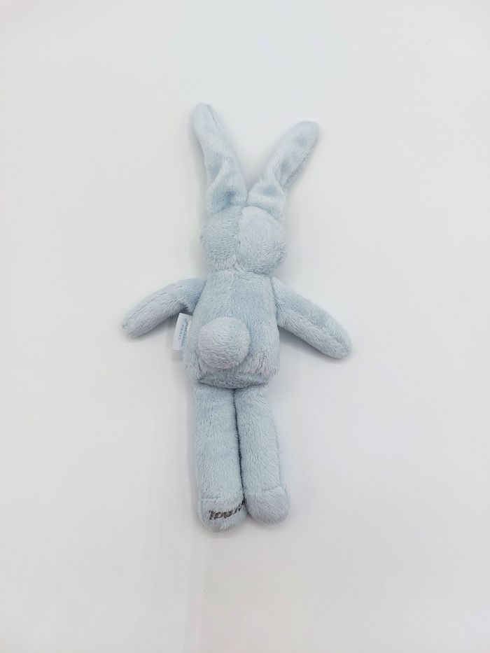 Petite peluche doudou lapin bleu ciel JACADI yeux nez gris 24 cm broderie patte - photo numéro 3