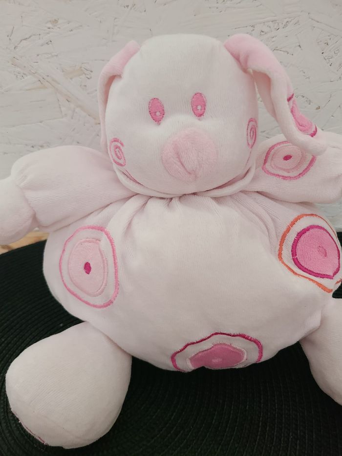 Doudou Boule Lapin Chien Rose Fuchsia Ronds Grelot MGM - photo numéro 2
