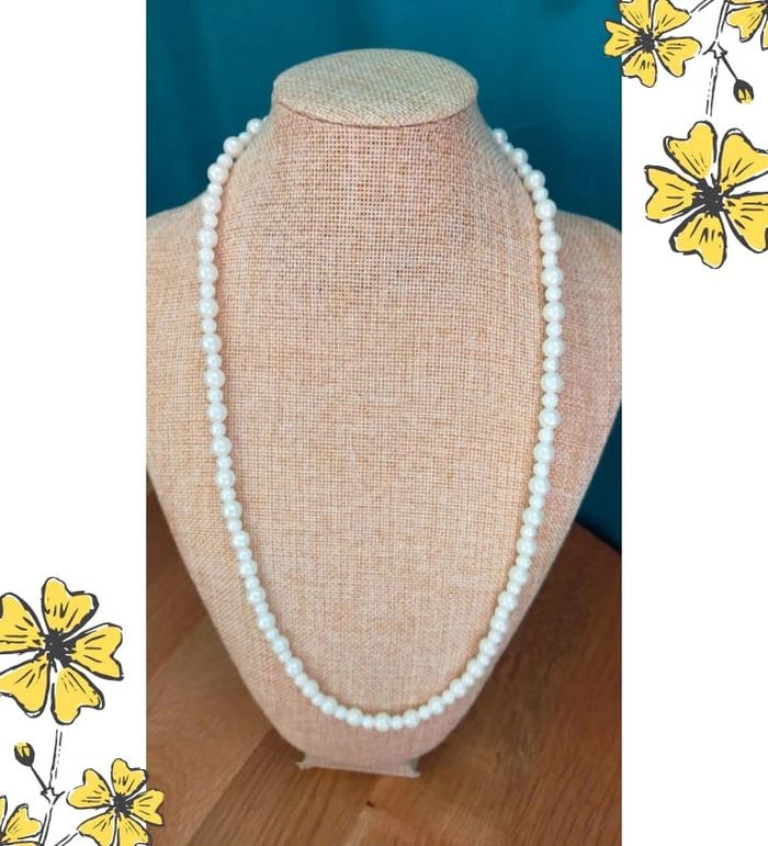 Collier vintage perles blanches effet nacré – Années 80/90 - photo numéro 4