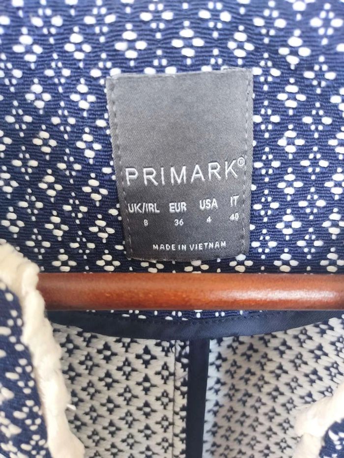Veste neuve Primark taille 36 Pardessus imprimé bleu marine & blanc - photo numéro 7