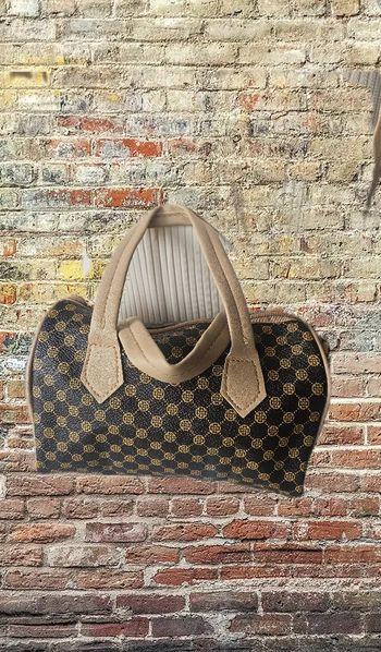 Sac bandoulière marron/beige en simili cuir