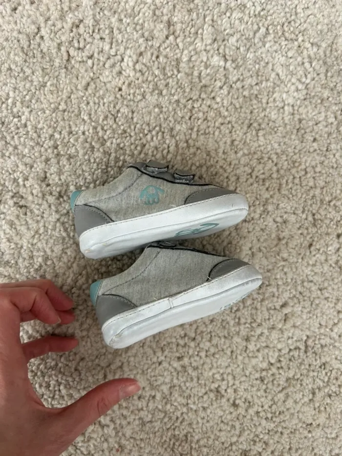 Paire de chaussures type Baskets à scratchs grises mixtes - 6/12 mois - Obaibi - photo numéro 9