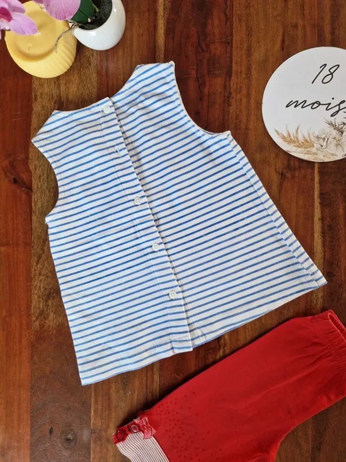 Ensemble t-shirt sans manches + legging court 18 mois - photo numéro 2
