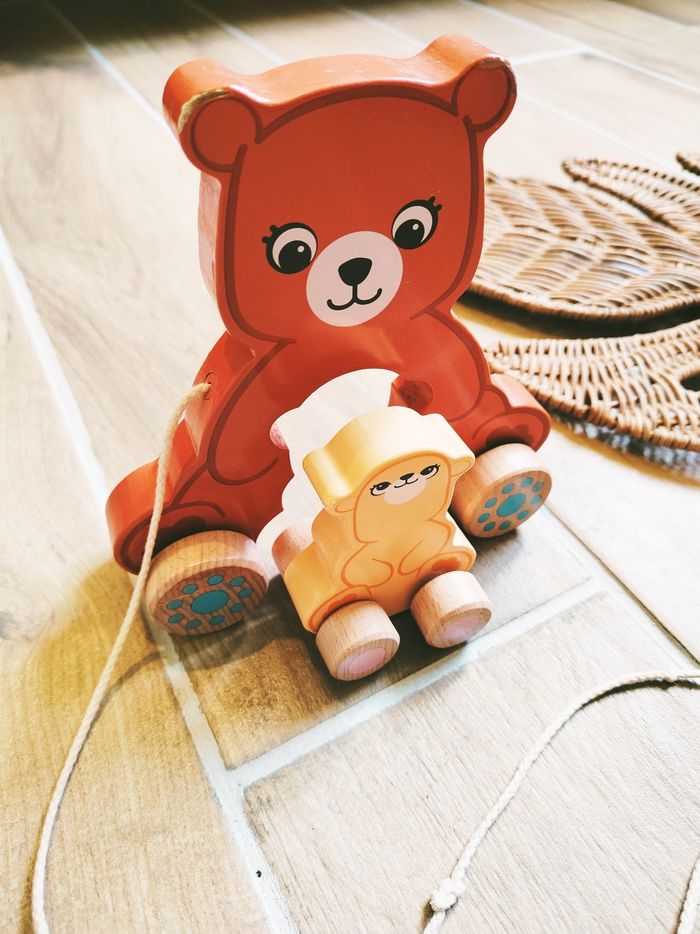 🐻Maman Ours et son ourson à tirer en bois - photo numéro 2
