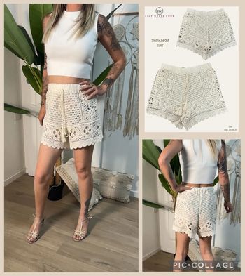 🍦 Short en crochet crème – Taille 36/38 NEW (vidéo portée dispo ) 🍦