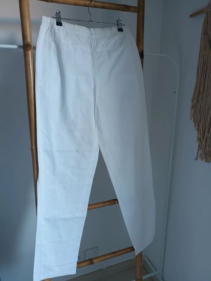 Pantalon large 100 % coton blanc taille 40 - photo numéro 4