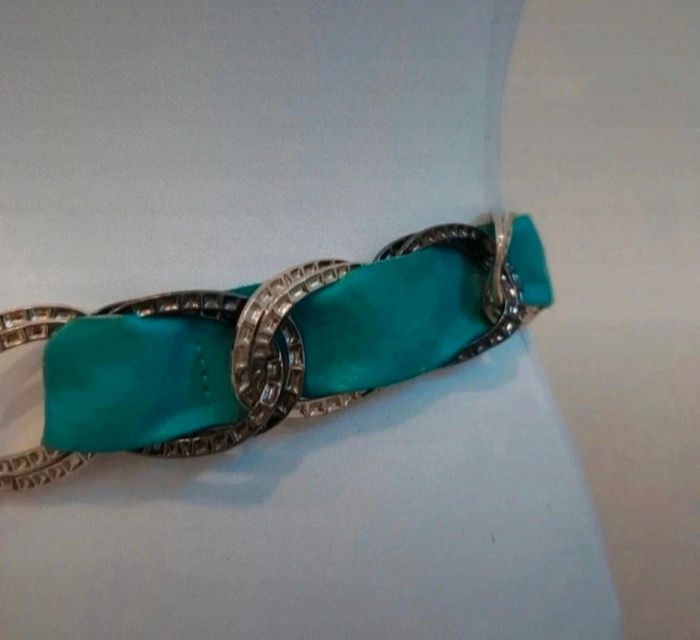 Ceinture avec fleur en cuir et chainette ajustable - photo numéro 4