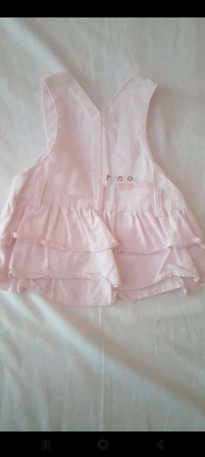 Très belle robe rose à bretelles et à volants pour filles avec des petites fleurs brodées 3 mois - photo numéro 5
