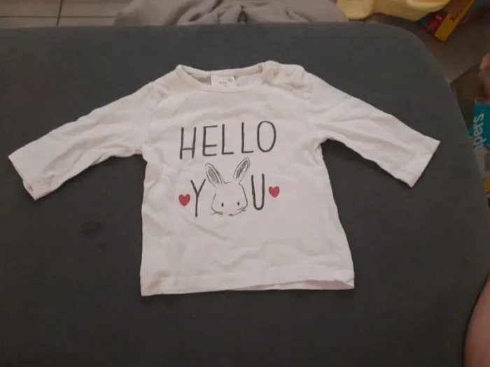 Tee shirt blanc hello you kiabi 3 mois 56/62 cm