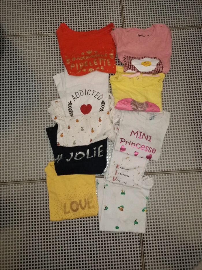 Lot tee shirts, manches courtes, 12 mois
