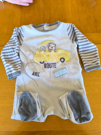 308518 pyjama gris garçon 18 mois gémo "en route"