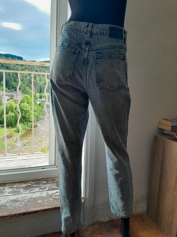Jeans mom bleu mango taille 34 en coton avec un trou