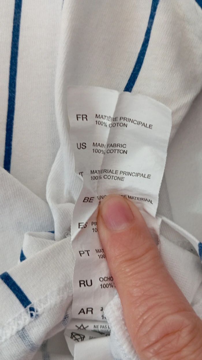 Tee shirt court bleu et blanc à rayures femme taille XS Jennyfer en bon état - photo numéro 4