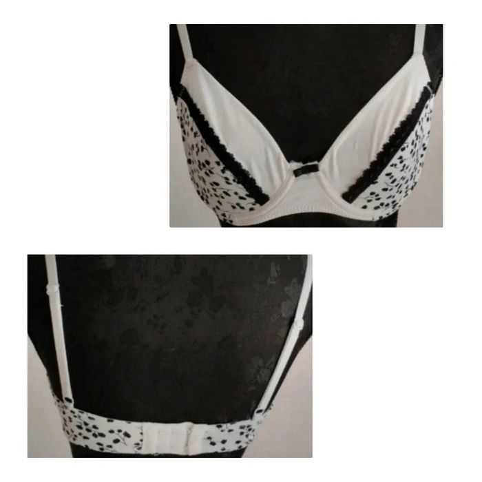 Soutien gorge avec armature blanc et motifs feuilles noires Influx taille 90B