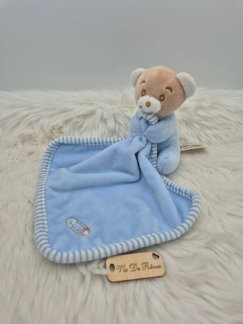 Doudou mouchoir bleu Ours marron bleu Plush & Company