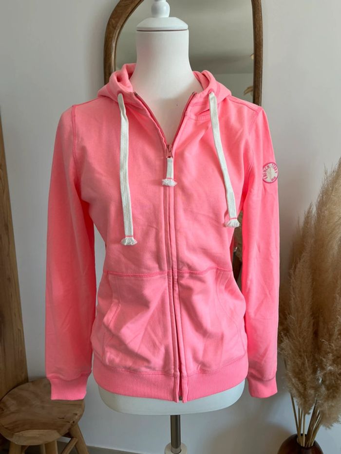 Sweat à zip et capuche rose French Terry 18.18 - photo numéro 2