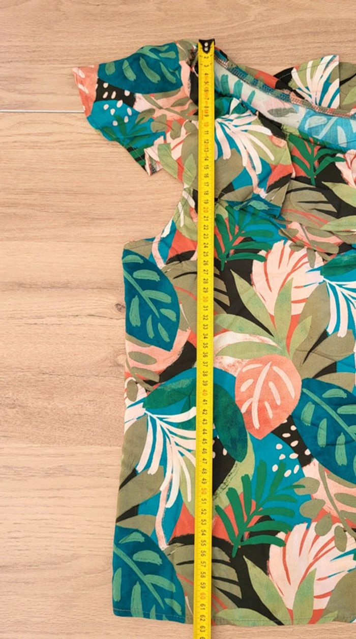 Blouse à motifs feuilles vert rose kaki La Redoute Taille 44 - photo numéro 10