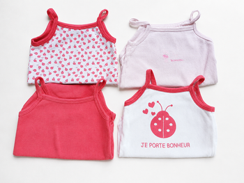 Lot de 4 bodies à bretelles bébé fille, débardeur. 24/36 mois. 2 ans