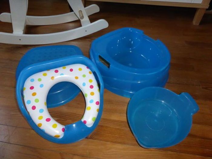 Pot bébé /réducteur / marche pied 3 en 1 bleu GETTY TBE