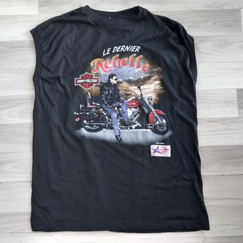 T-shirt noir homme sans manches imprimé "Johnny Hallyday " Sport Star taille XL