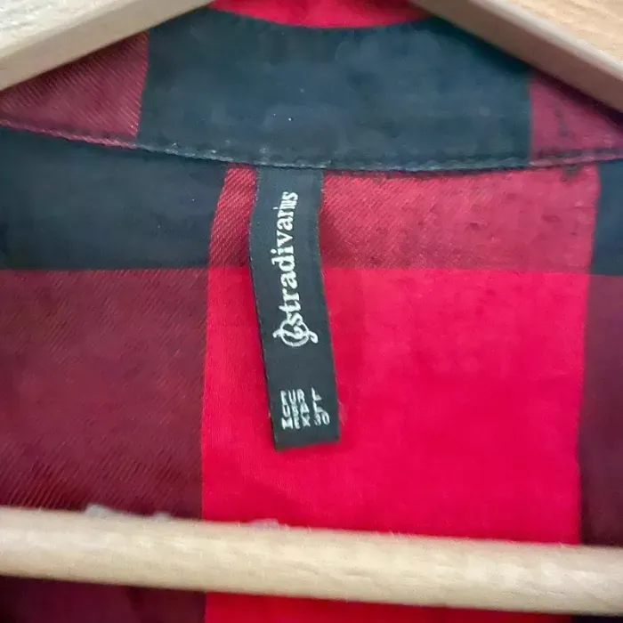 Chemise bûcheron à carreaux rouges et noirs Stradivarius L manches longues, 100% coton V V034 - photo numéro 3